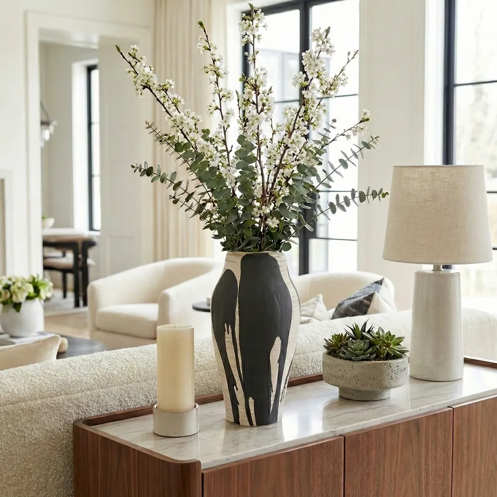 HESTONHAM BLACK VASE 15 (IN)