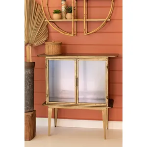 Antique Brass and Glass Two-Door Cabinet 7