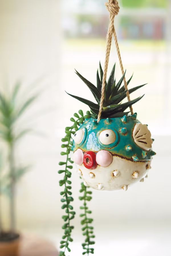 Ceramic Hanging Blowfish Planter