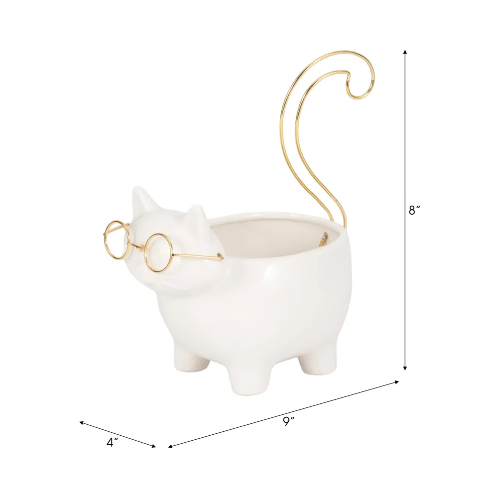 CARLINOAK WHITE TRINKET DISH 8 (IN)