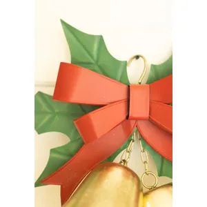 Painted Metal Christmas Bells and Holly Door Hanger 6