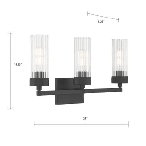 Lida 21'' Wide 3-Light Vanity Light - Matte Black 2