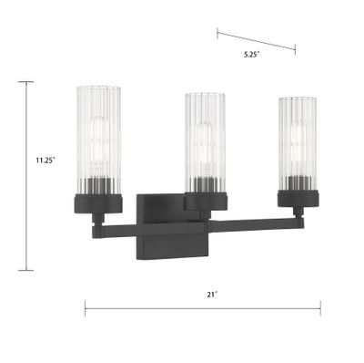 Lida 21″ Wide 3-Light Vanity Light - Matte Black