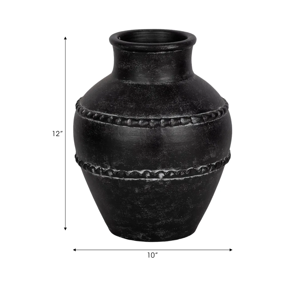 ROSEBEACH BLACK VASE 12 (IN)