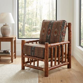 Hickory Log Lounge Chair - Upgrade Fabric - Seat:  Fabric TBD;   Backrest:  Fabric TBD