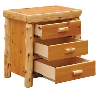 Cedar Log XL Three Drawer Nightstand - Weathered