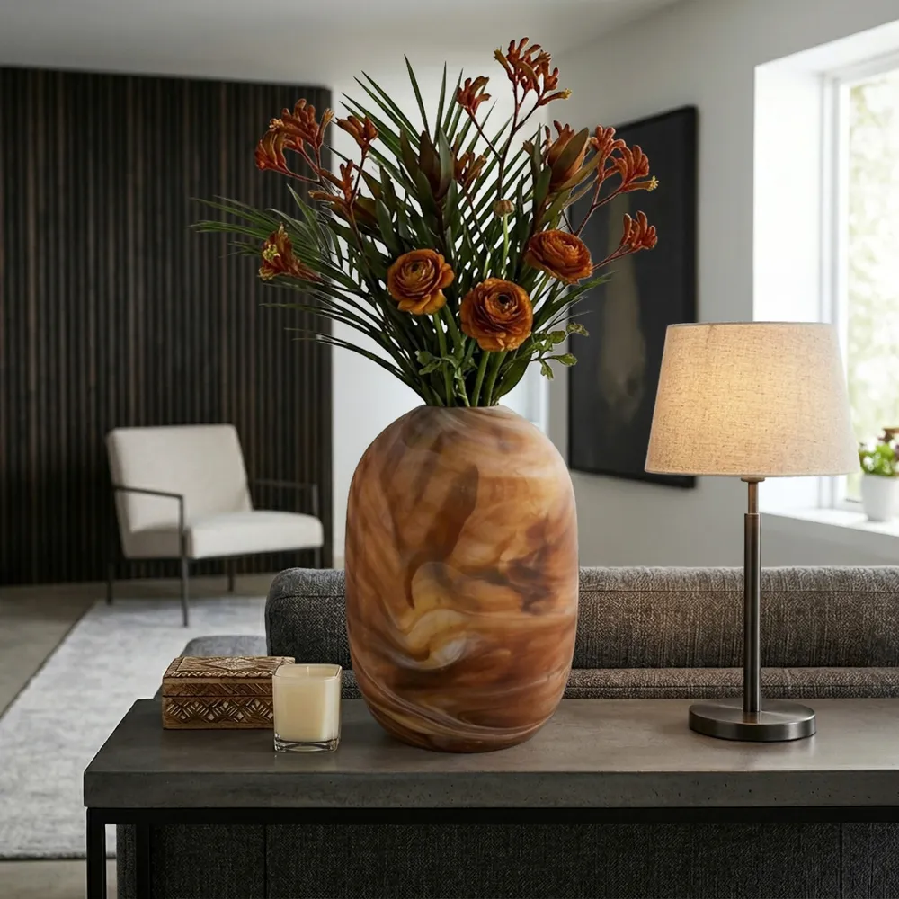 BARTONWOOD BROWN GLASS VASE 20 (IN)