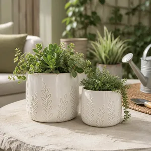 DUNRUN SET OF 2 IVORY PLANTER 7 (IN) 2