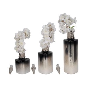 HOUSTONCROSS SET OF 3 SILVER GLASS VASES 17 (IN) 3
