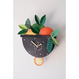 Hand-Painted Fruit Wall Clock with Moving Pendulum 2
