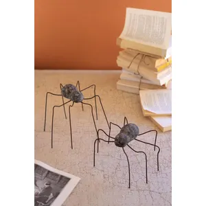 Set of 2 Clay and Wire Spiders 1