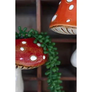 Set of 2 Ceramic Toadstool Wall Planters 3