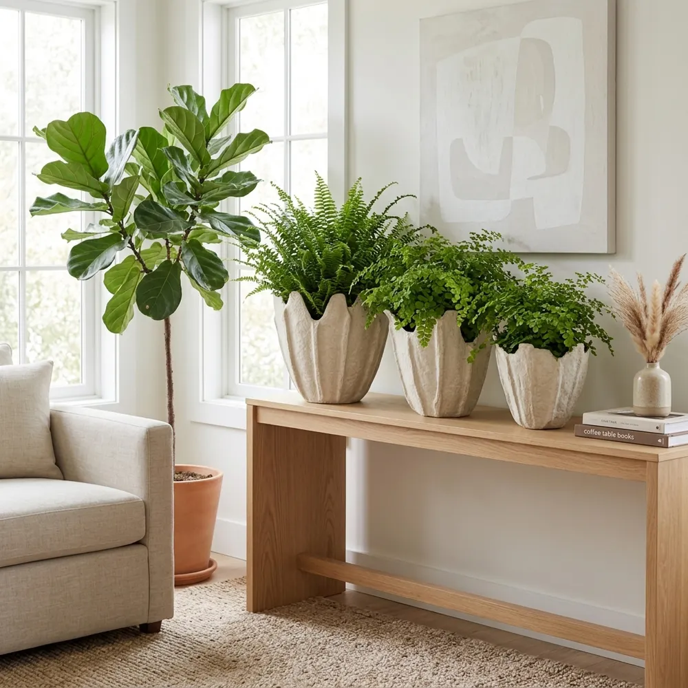 HANLEYSTONE SET OF 3 IVORY PLANTER 15 (IN)