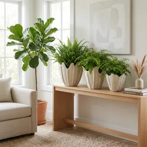 HANLEYSTONE SET OF 3 IVORY PLANTER 15 (IN) 2