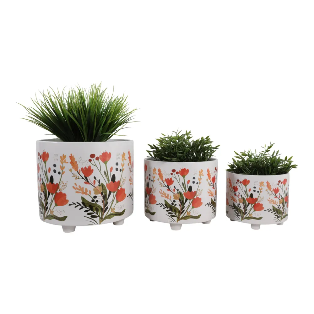 BRYNHAM SET OF 3 RED PLANTER 11 (IN)