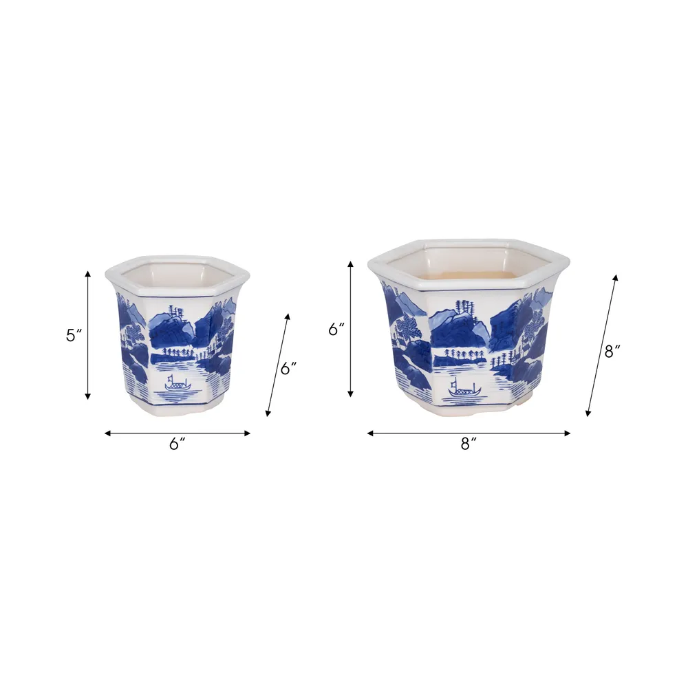GREERWELL SET OF 2 BLUE PLANTER 6 (IN)