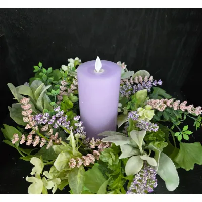 Soft Sage Bloom 6.5in Candle Ring
