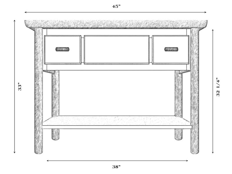 Hickory Log Two Drawer Open Vanity with Shelf - Slab Style Top - Cinnamon - Liquid Glass 2