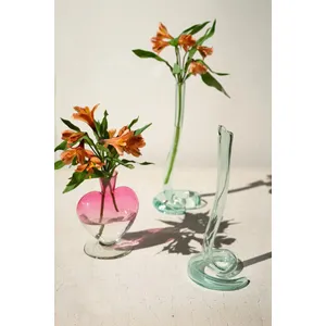 Ombre Pink Glass Heart Vase 2