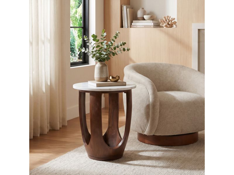 Vaan Side Table White & Walnut 2