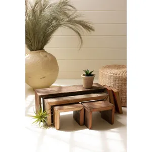 Set of 4 Recycled Wood Nesting Rectangle Risers 1
