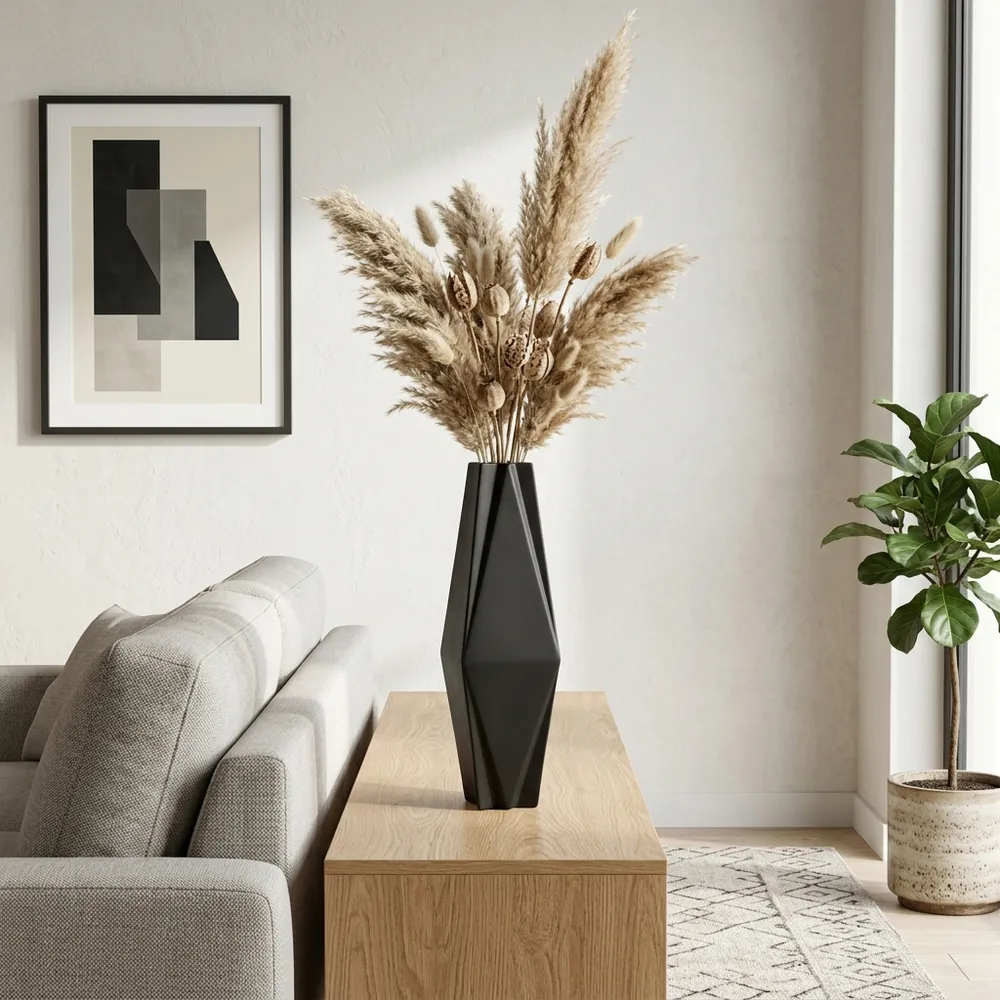 TARASIDE BLACK VASE 21 (IN)