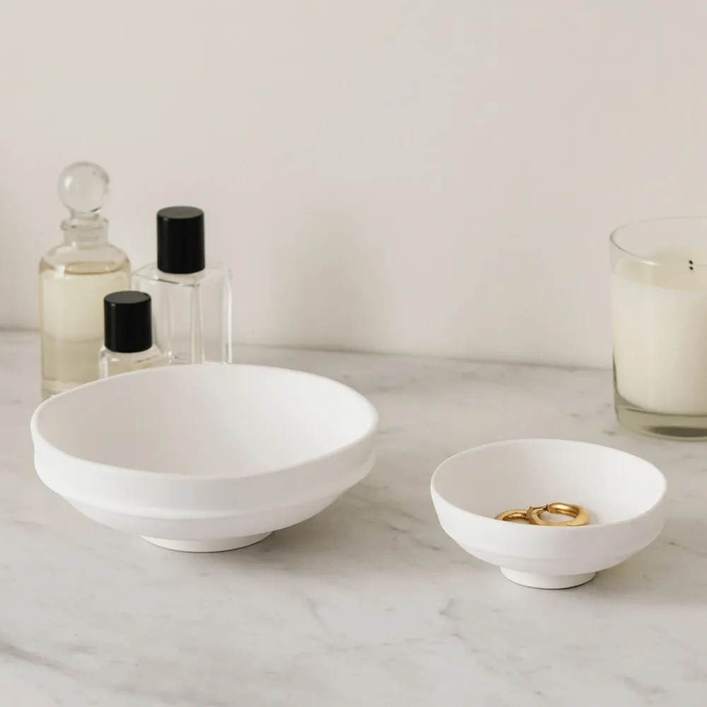 DEANWOOD SET OF 2 WHITE BOWLS 6 (IN)