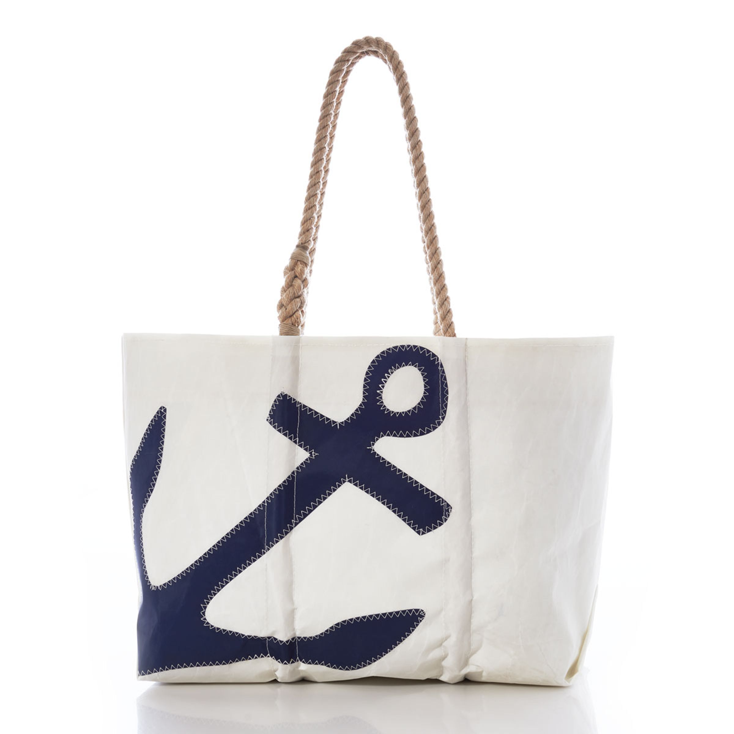 TOTE W ROPE HANDLE & JUTE - WATERCOLOR ANCHORS
