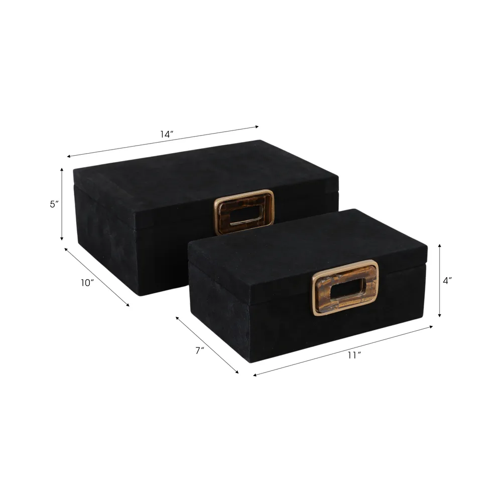 RAYMOND SET OF 2 BLACK BOXES 5 (IN)