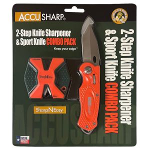 SNE Blaze Orange Two Step & AccuSharp Blaze Orange Sport Knife Combo 4