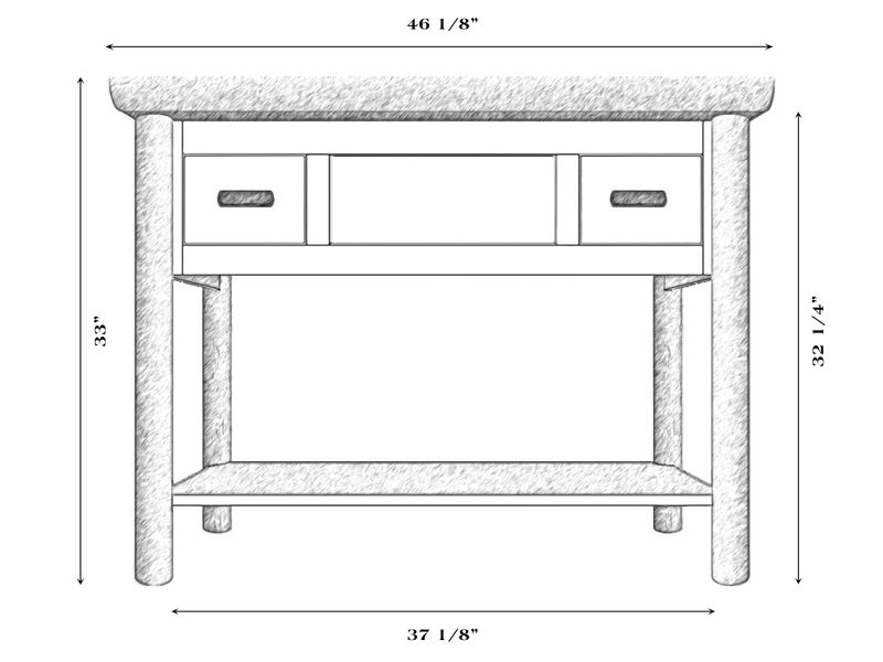 Cedar Log Two Drawer Open Vanity with Shelf - Slab Style Top -Weathered - Liquid Glass - with Towel Bar 2