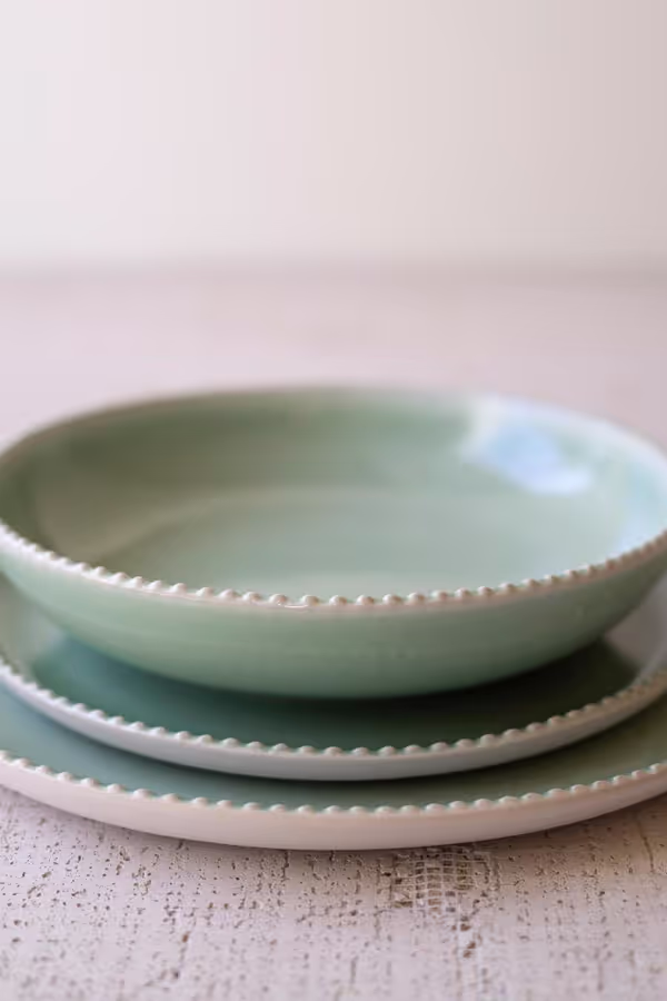 Set of 3 Sea Mist Ceramic Dinner Plate, Salad Plate and Bowl