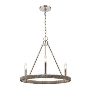 Abaca 20'' Wide 3-Light Chandelier - Polished Nickel 1