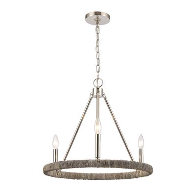 Abaca 20″ Wide 3-Light Chandelier - Polished Nickel