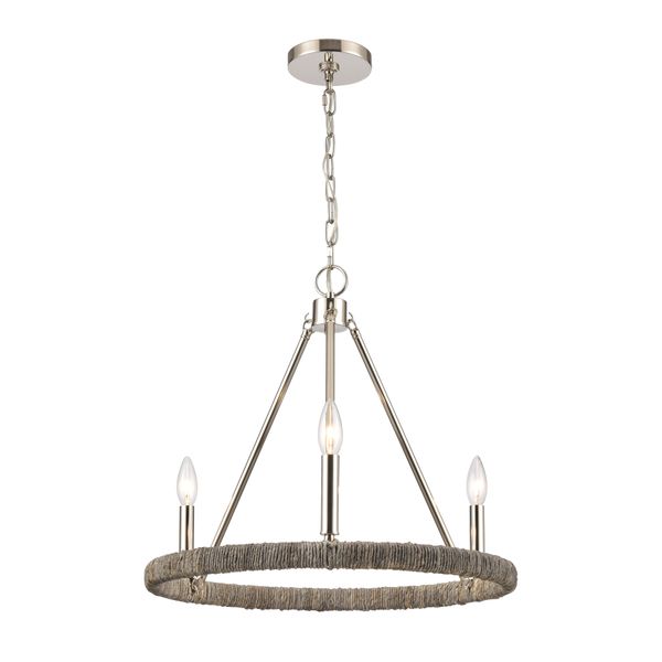 Abaca 20'' Wide 3-Light Chandelier - Polished Nickel