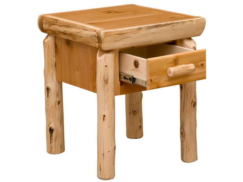 Cedar Log One Drawer Nightstand - Vintage 3