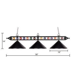 Designer Classics 58'' Wide 3-Light Linear Chandelier - Matte Black 2