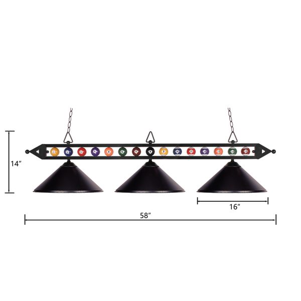 Designer Classics 58'' Wide 3-Light Linear Chandelier - Matte Black