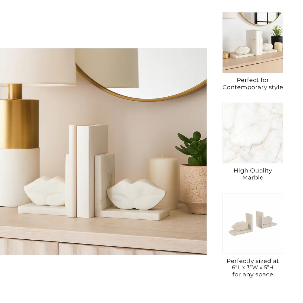 SUTTONTON SET OF 2 WHITE BOOKENDS 5 (IN)