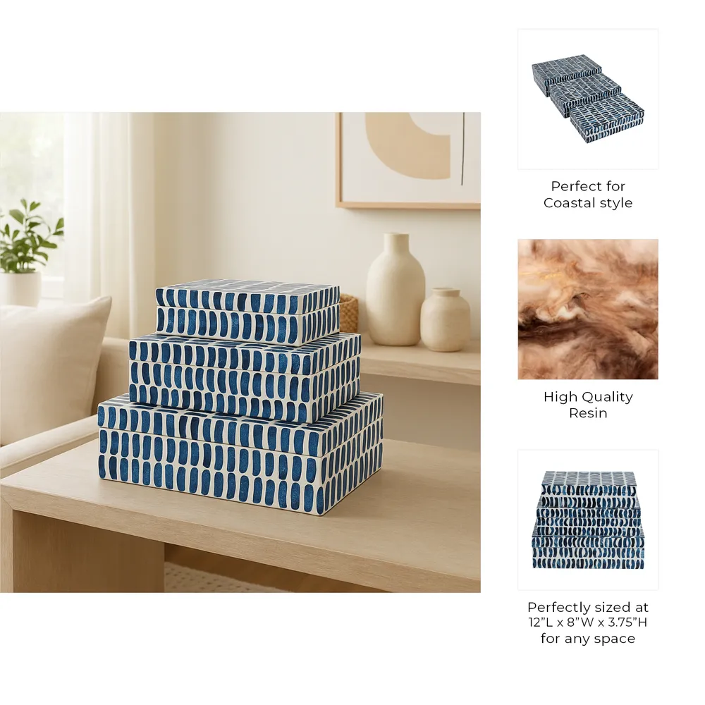 PALMERLAND SET OF 3 BLUE BOXES 4 (IN)