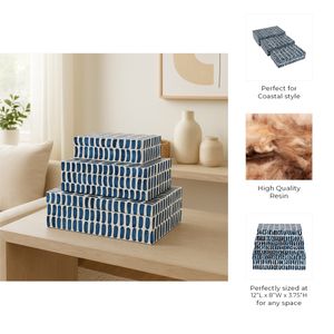PALMERLAND SET OF 3 BLUE BOXES 4 (IN) 9