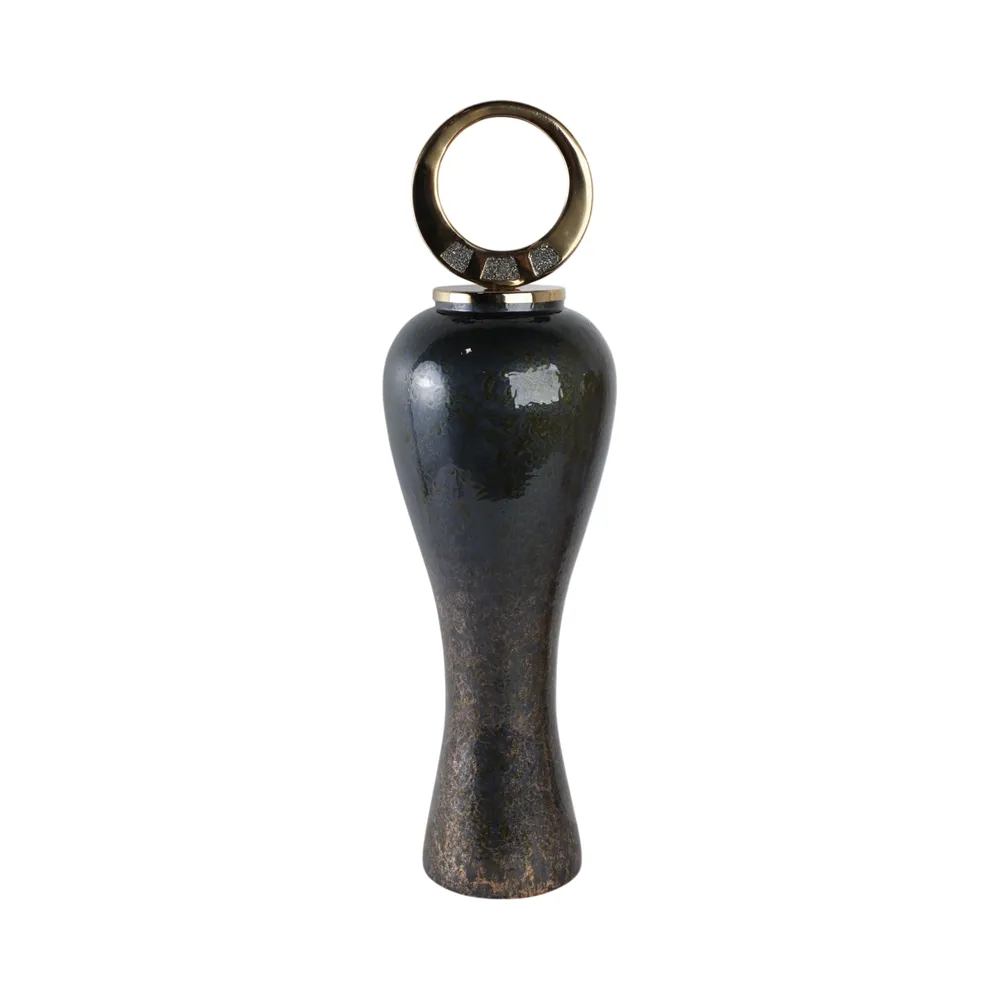 THORNTON BLACK GLASS VASE 34 (IN)