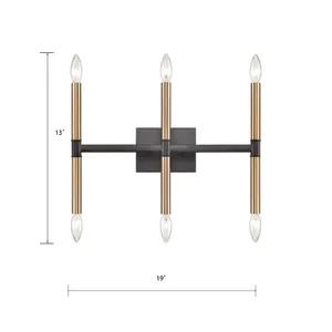 Notre Dame 13'' High 6-Light Bath Bar - Oil Rubbed Bronze and Gold 2