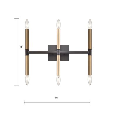 Notre Dame 13'' High 6-Light Bath Bar - Oil Rubbed Bronze and Gold