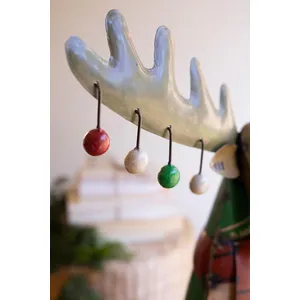 Recycled Metal Christmas Moose with Ornaments 3