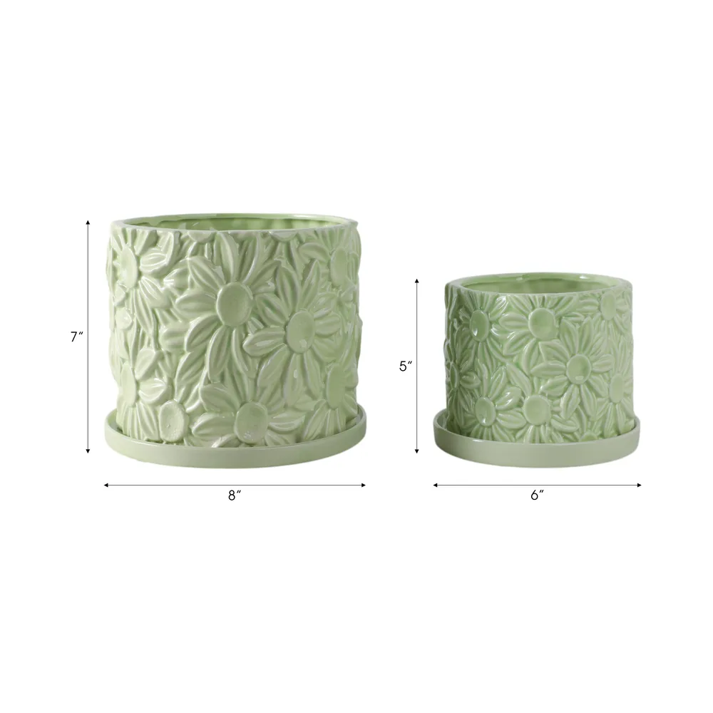 BOWENHAVEN SET OF 2 GREEN PLANTER 7 (IN)