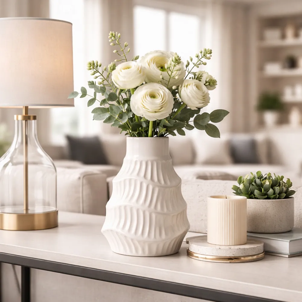 WELDONBEACH WHITE VASE 8 (IN)