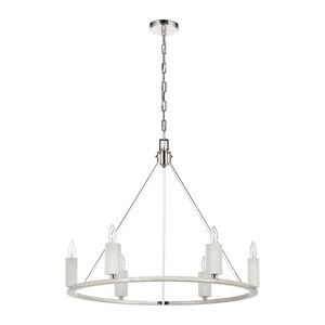 White Stone 30'' Wide 6-Light Chandelier - Polished Nickel 2