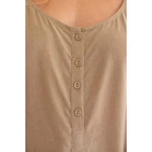 Adjustable Strap Flowy Jumper with Button Detail / Oatmeal 3