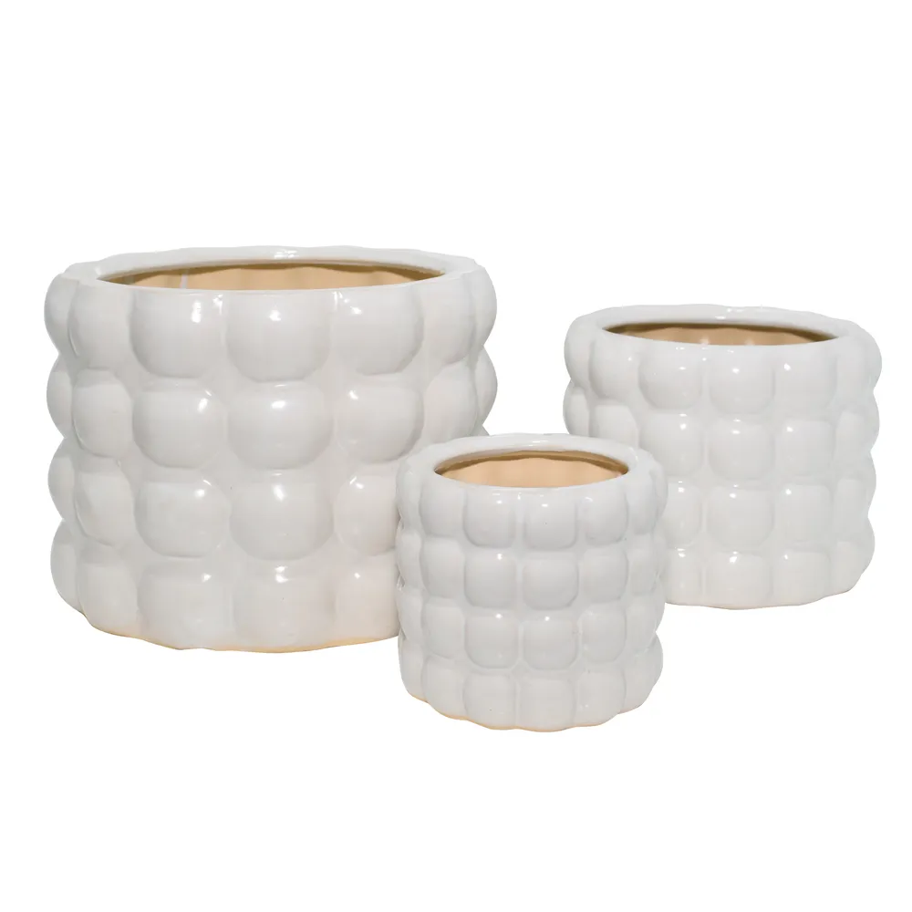 HARMONLAND SET OF 3 WHITE PLANTER 9 (IN)